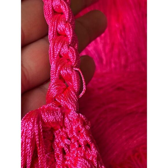 ANDREA ALMEIDA Bel Crochet Fringe Tiered Pink Maxi Dress Size XS/S - Picture 14 of 15